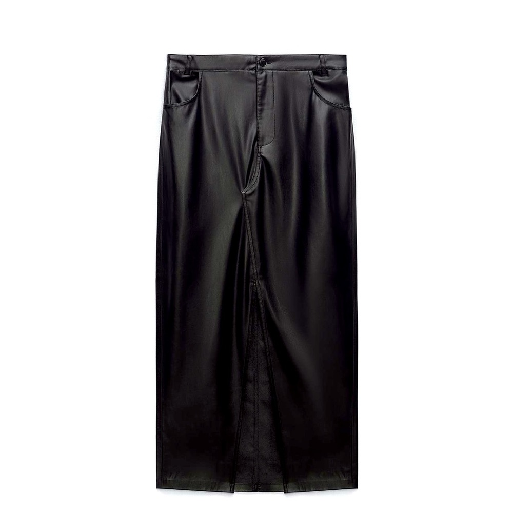 Zara faux leather midi skirt size medium